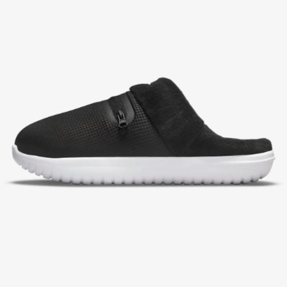 Nike Burrow NA Soft Foam Faux Fur Lined Slippers Black/White Women's 9 NIB - Picture 2 of 7